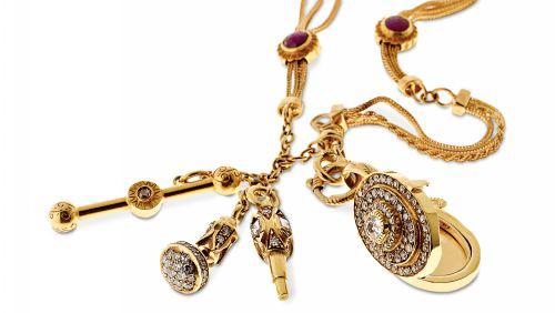 Collier "Héritage" Diamants, Rubis, Or jaune.