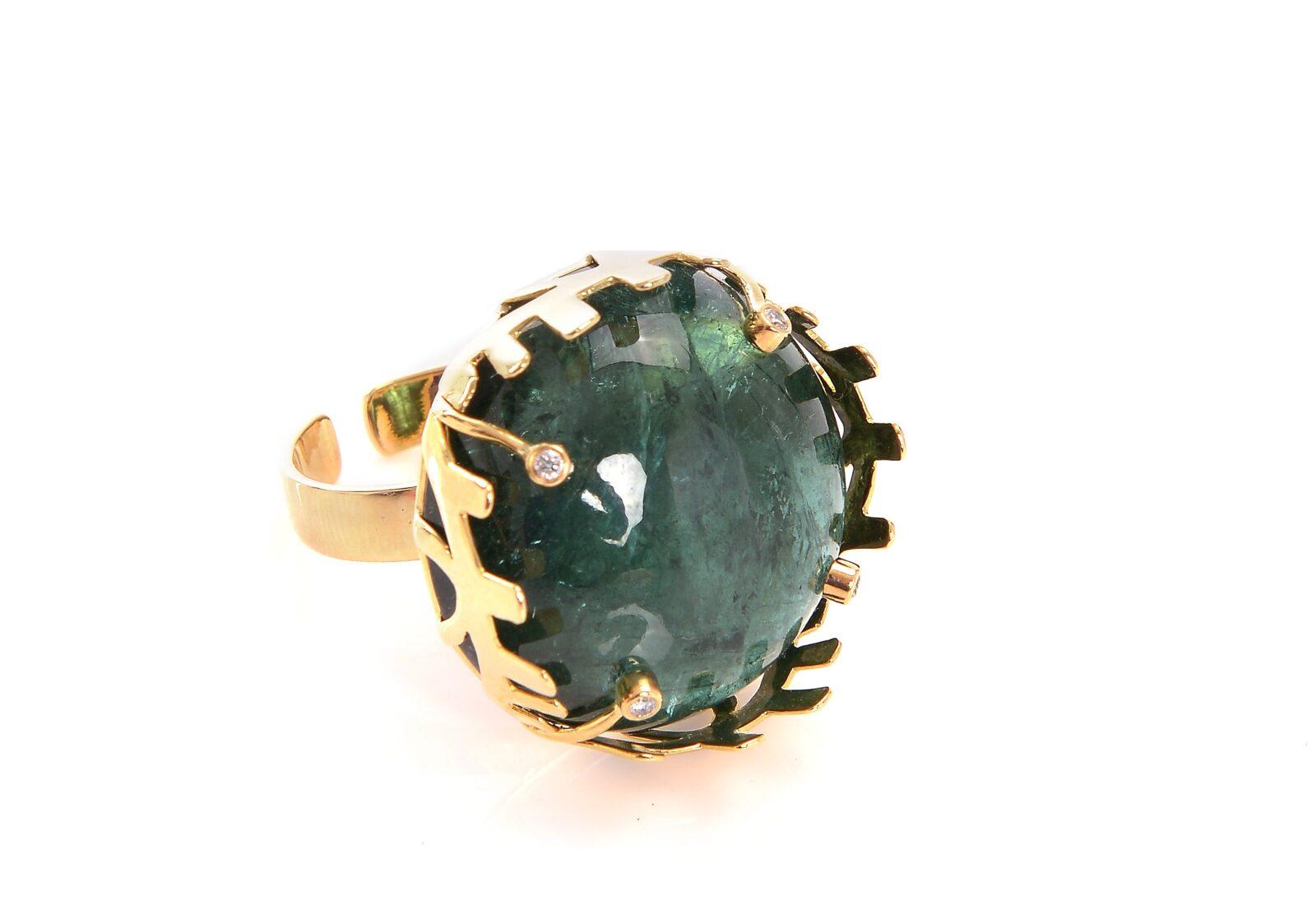 Bague Or, Tourmaline et Diamants Bil Arabi ©Sauce Rocks