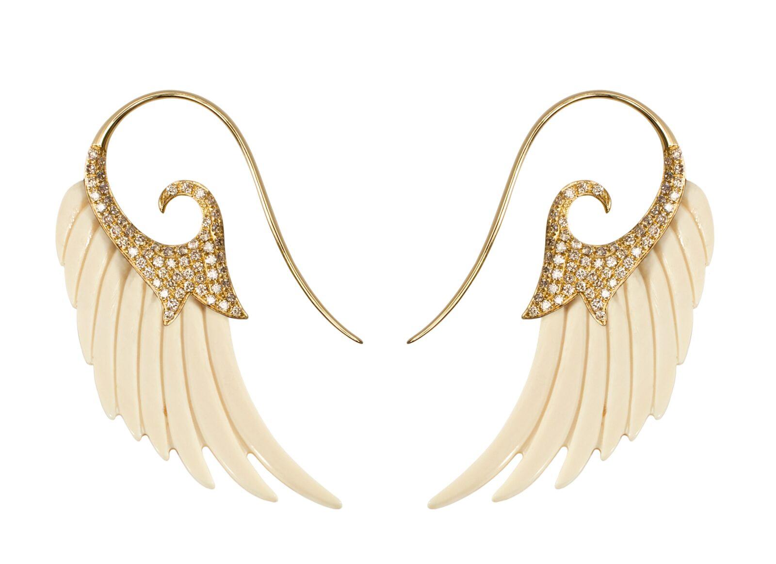 Boucles d'Oreilles Or, Ivoire et Diamants Fly Me To The Moon  ©Sauce Rocks