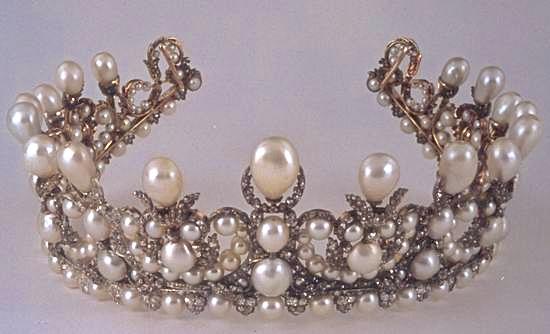 Impératrice Eugénie Diadème Perles, diamants et or Lemonnier