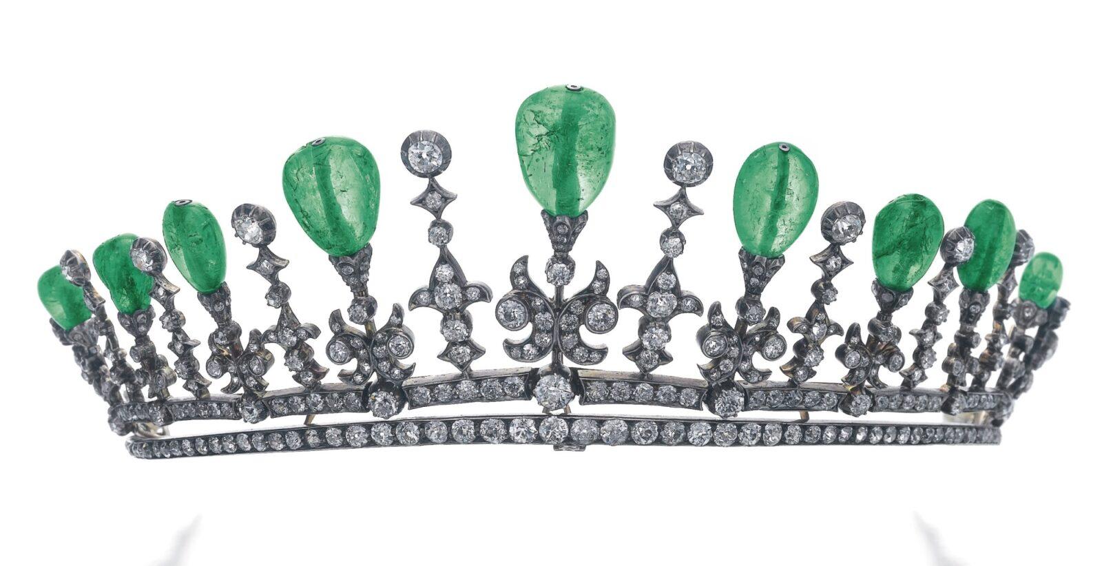 Tiare Émeraudes et Diamants Début XXème siècle