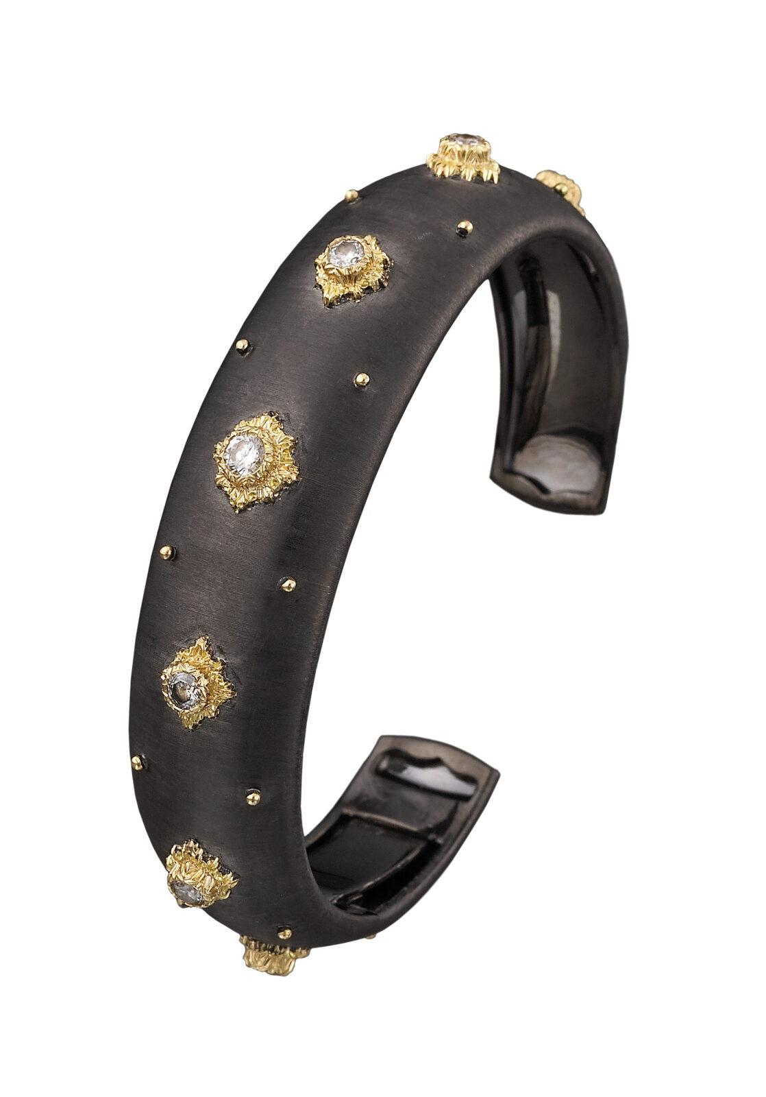 Bracelet " Macri " Or Noir, Or Jaune, Diamants