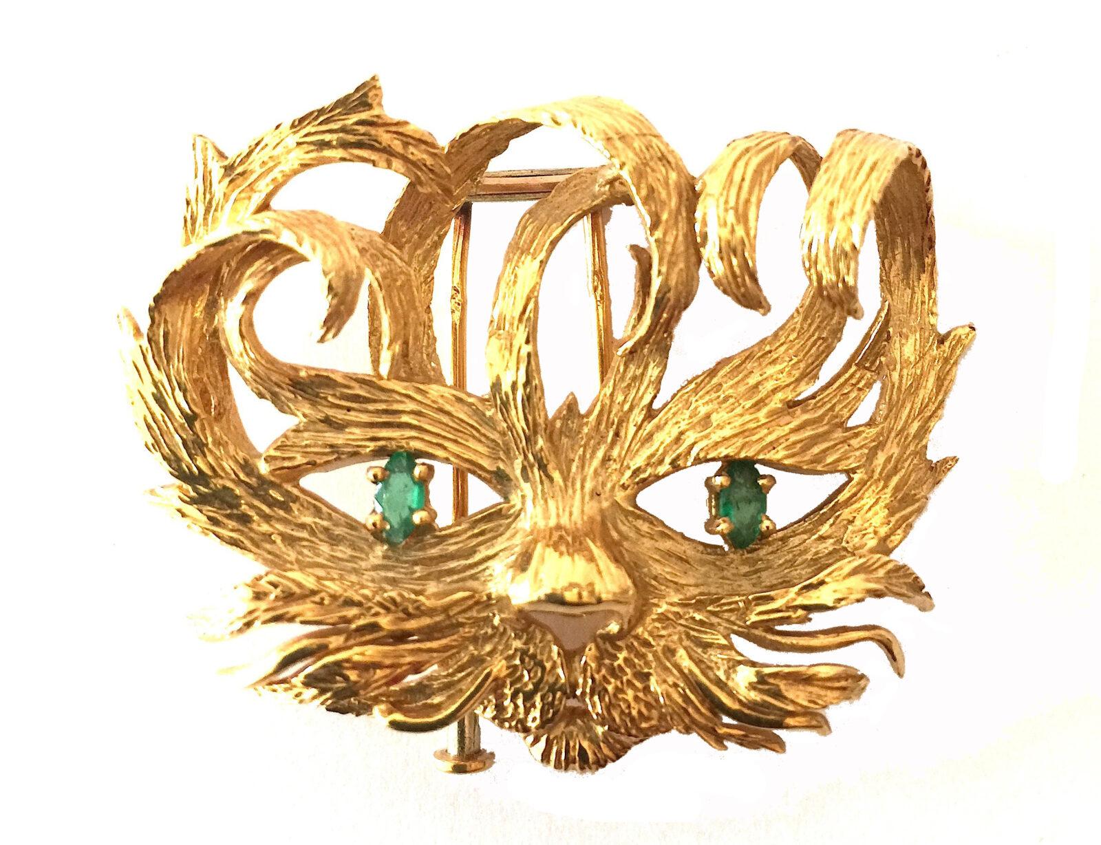 Broche Hermès "Mistigri" designed by Cocteau. Or et Émeraudes 1964
