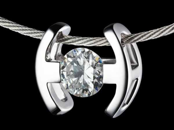 Pendentif "Parenthése" Or Blanc, Diamant