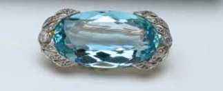 David Andersen Broche Aigue-Marine, Diamants, Platine 1930