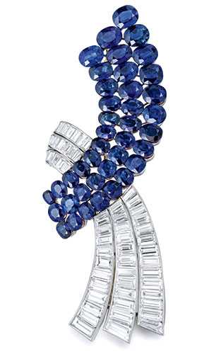 Van Cleef et Arpels Broche Diamants, Saphirs, Platine