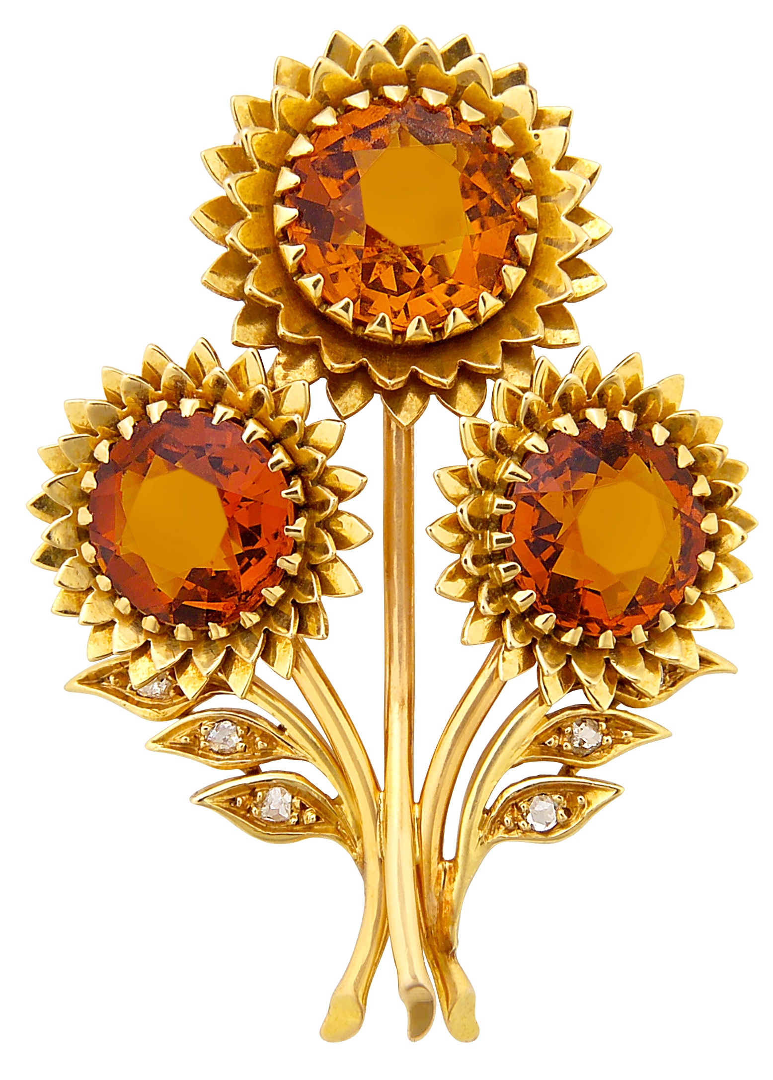 Broche "Tournesol" Citrines, Diamants, Or © Marchak