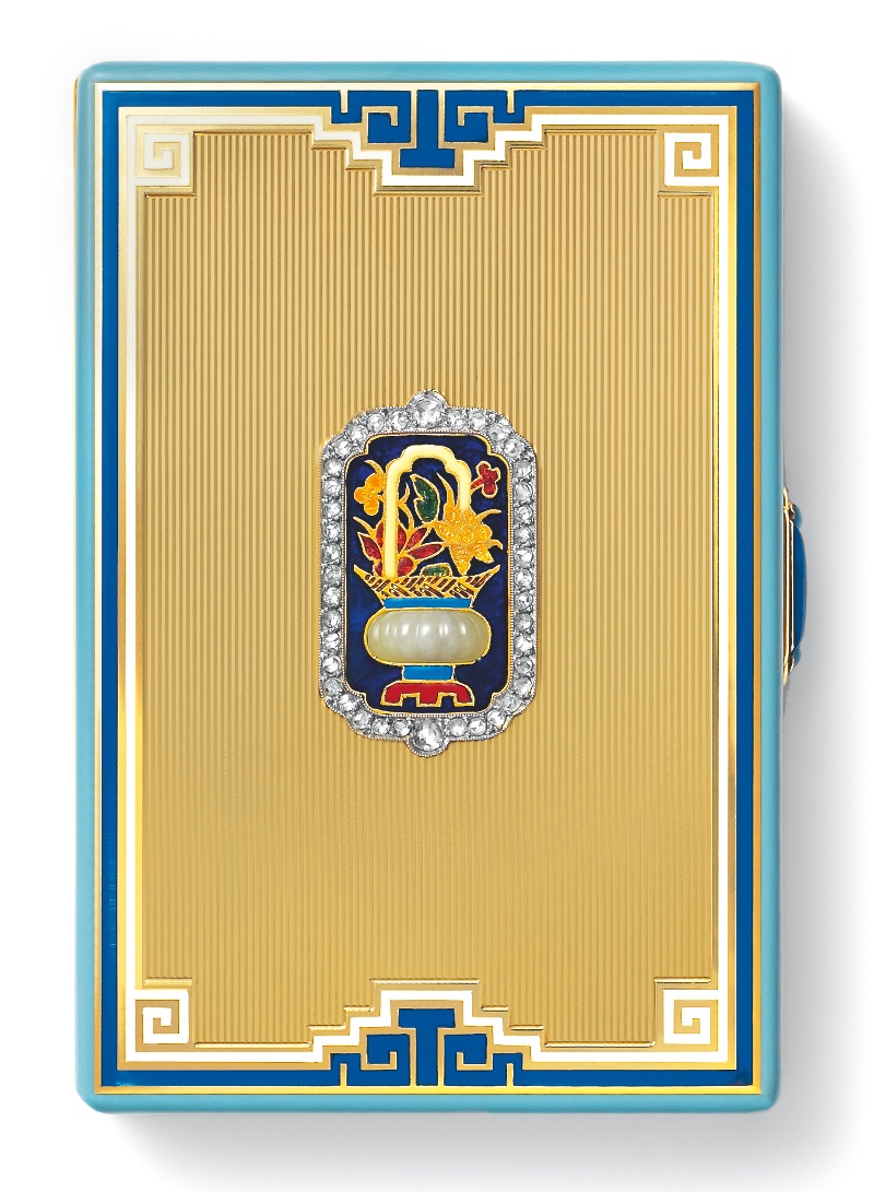 Étui à cigarettes Or, Jade, Lapis-Lazuli, Turquoises, Diamants, Émail Cartier 1930