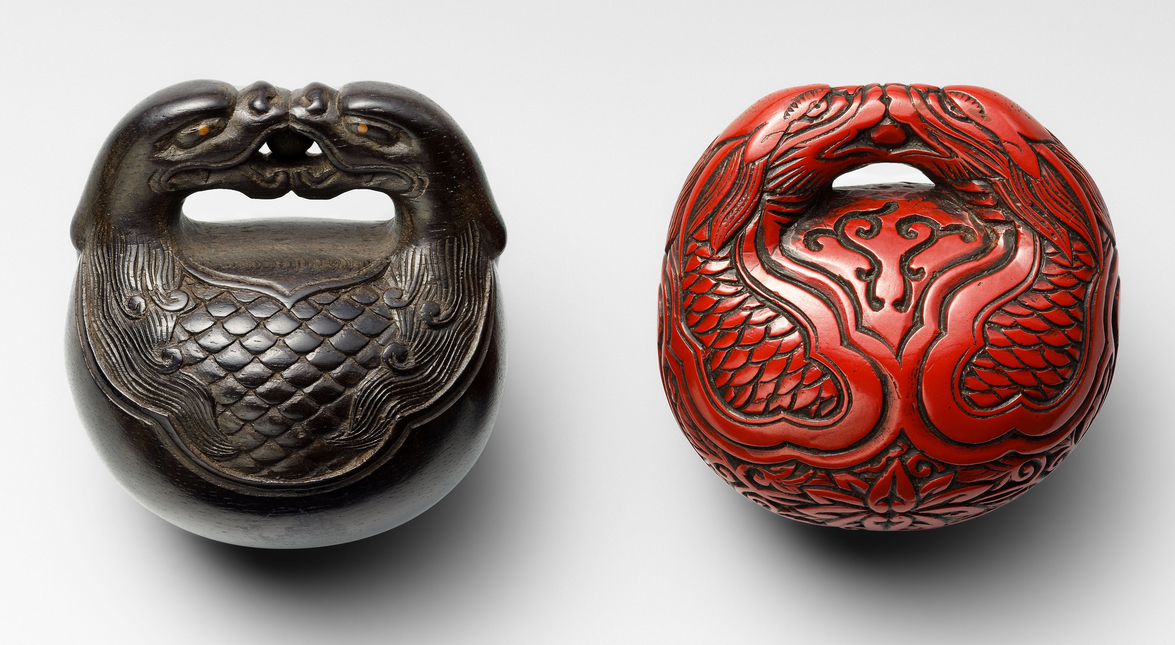 Katabori (Netsuke) Bois, Bois Laqué Japon fin période Edo XIXème siècle Fondation Baur