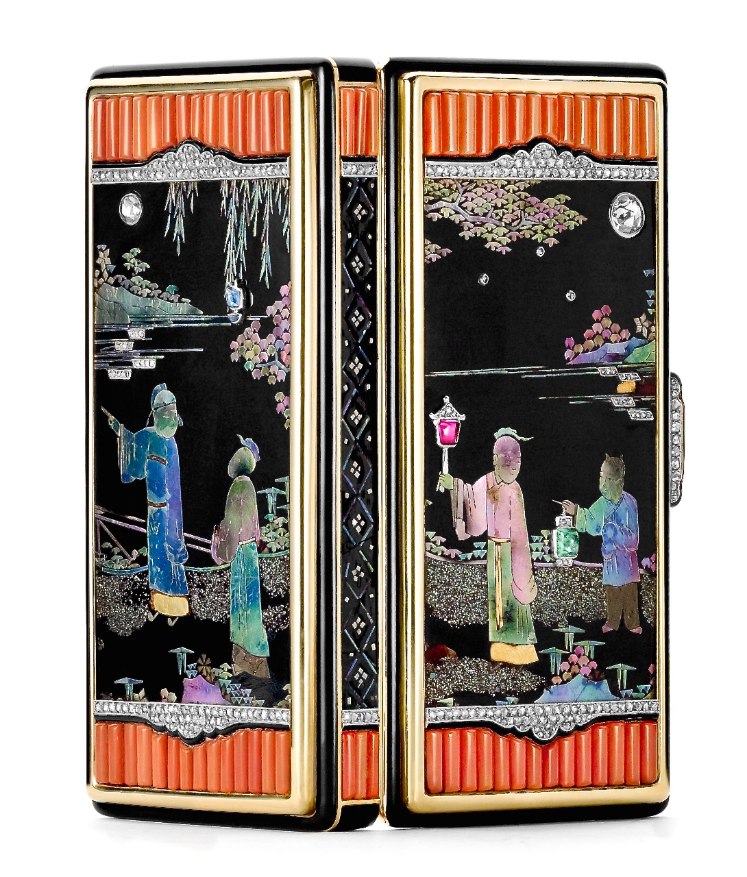 Nécessaire chinois Or, Platine, Diamants, Corail, Nacre, Émail, Laque Cartier 1926