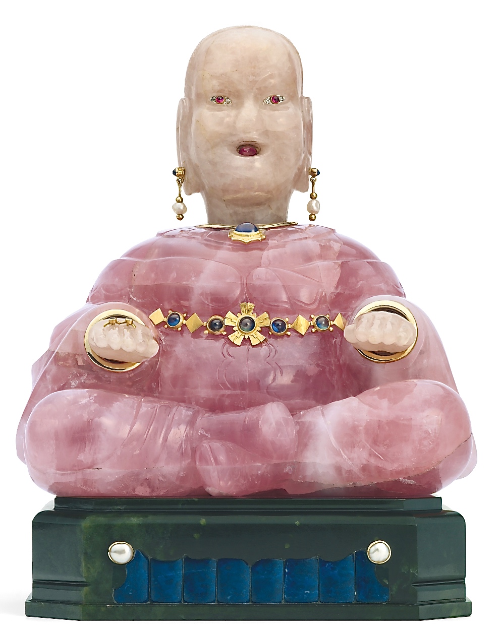 Bouddha Or, Quartz rose, Jade, Lapis-Lazuli, Diamants Cartier 1928