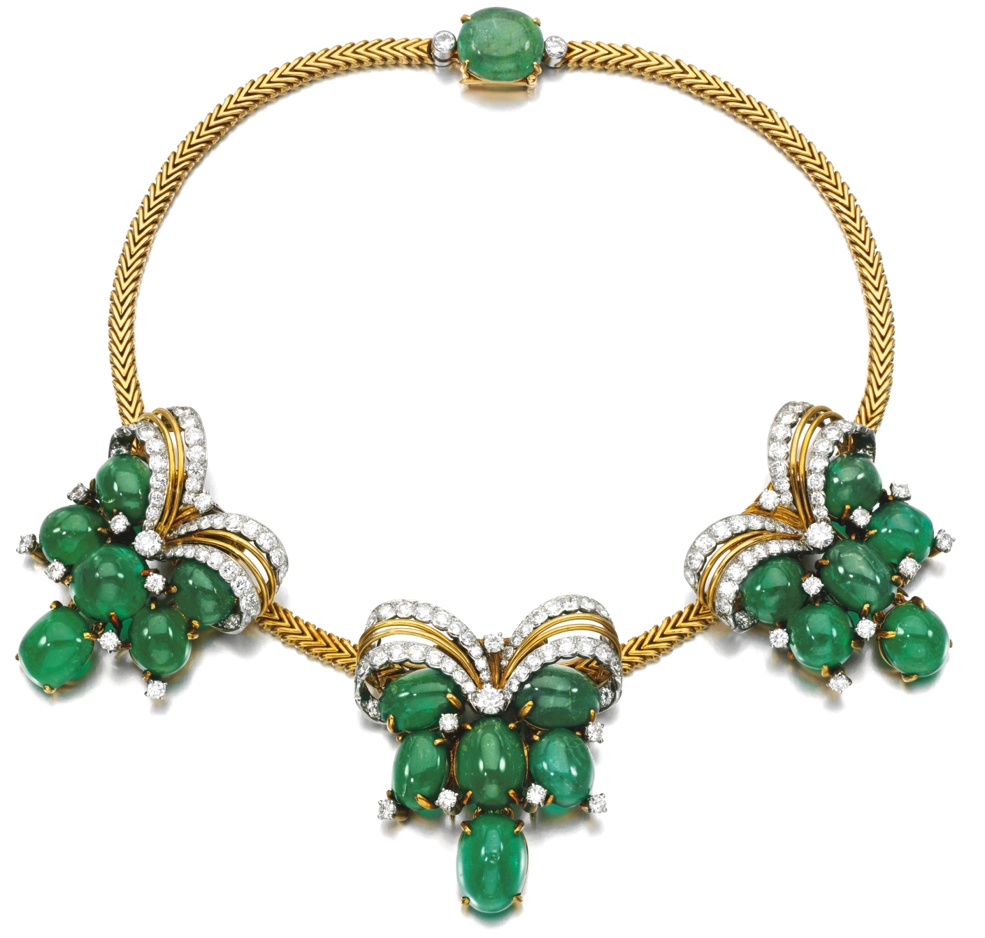 Cartier Collier Émeraudes, Diamants, Or 1950