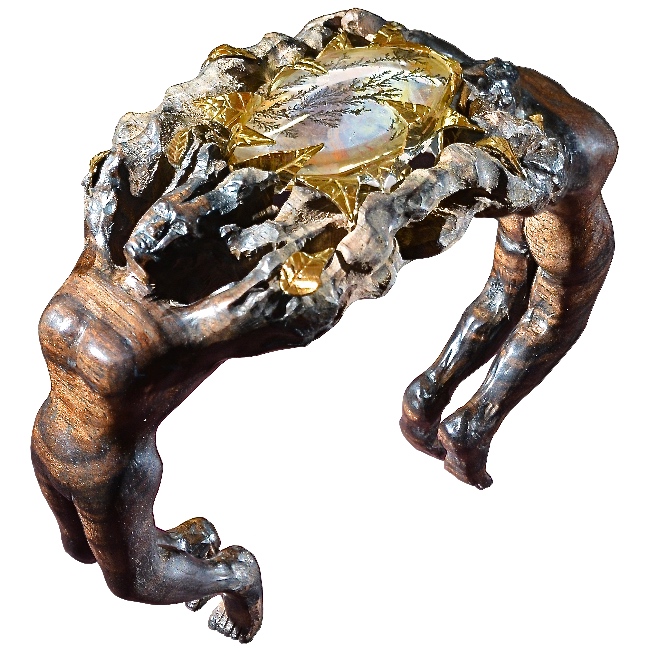 © Nathalie Bonnemaille Bracelet Bois, Agate, Or