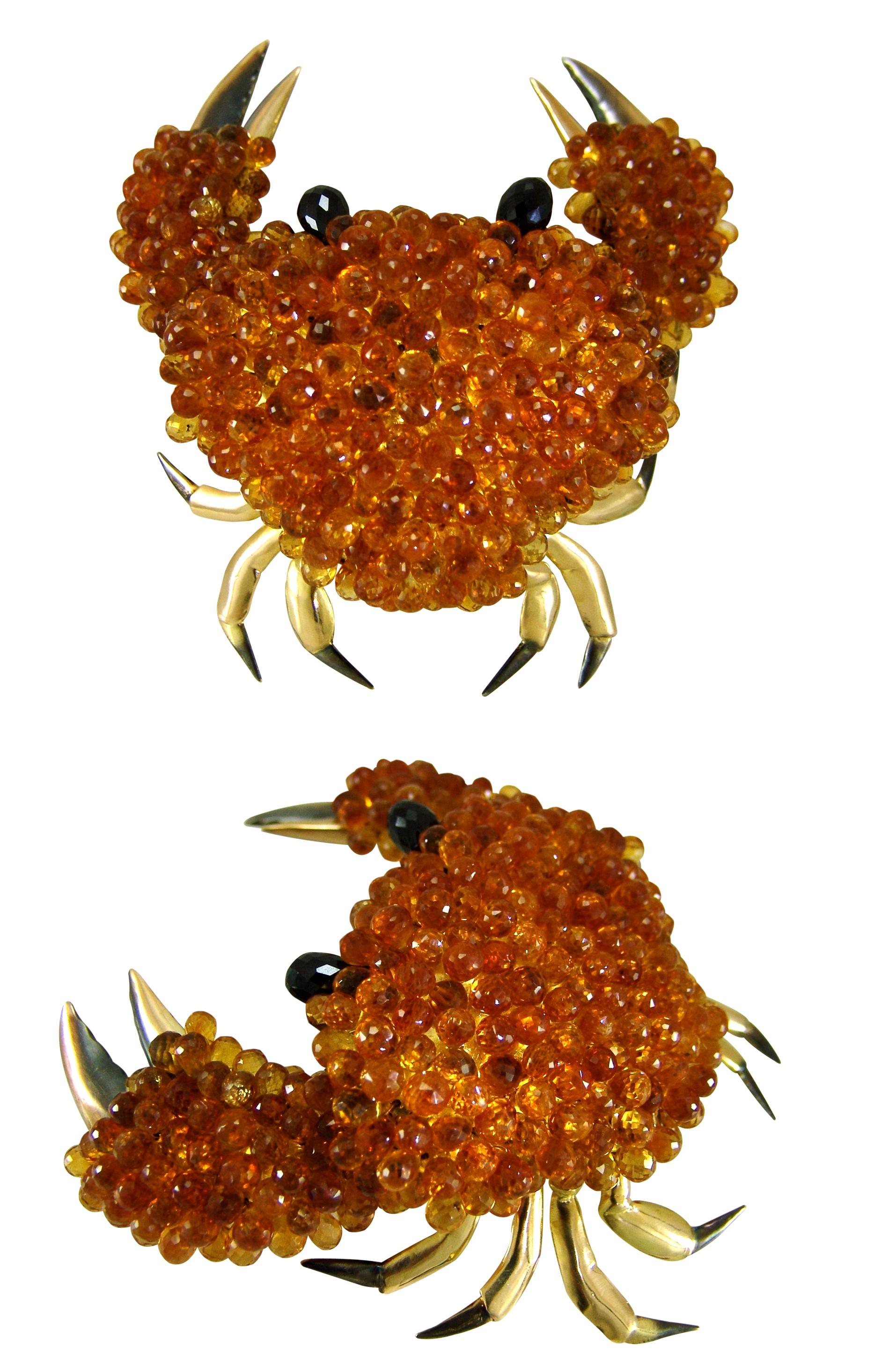 Broches Citrines Briolettes, Onyx, Or © Erik Schaix