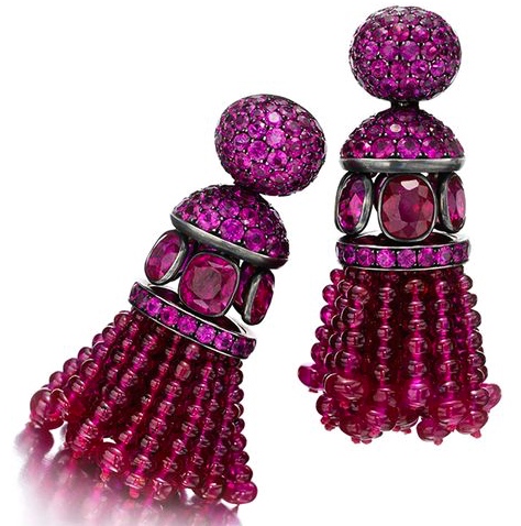 Boucles d'Oreilles Rubis, Saphirs Roses, Or © Hemmerle
