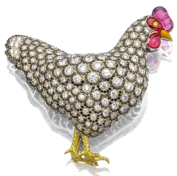 Broche Michele Della Valle Diamants, Rubis, Émail