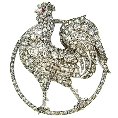 Broche Lacloche Diamants, Rubis, Platine