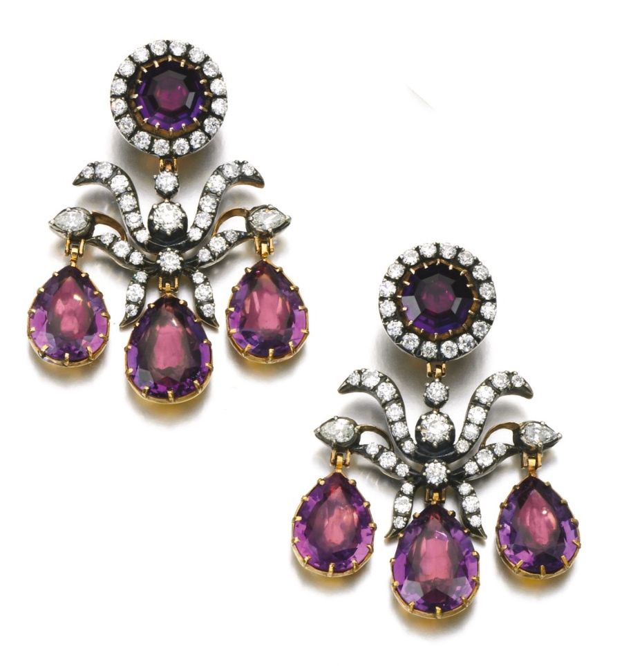 Boucles d'Oreilles Améthyste, Diamants