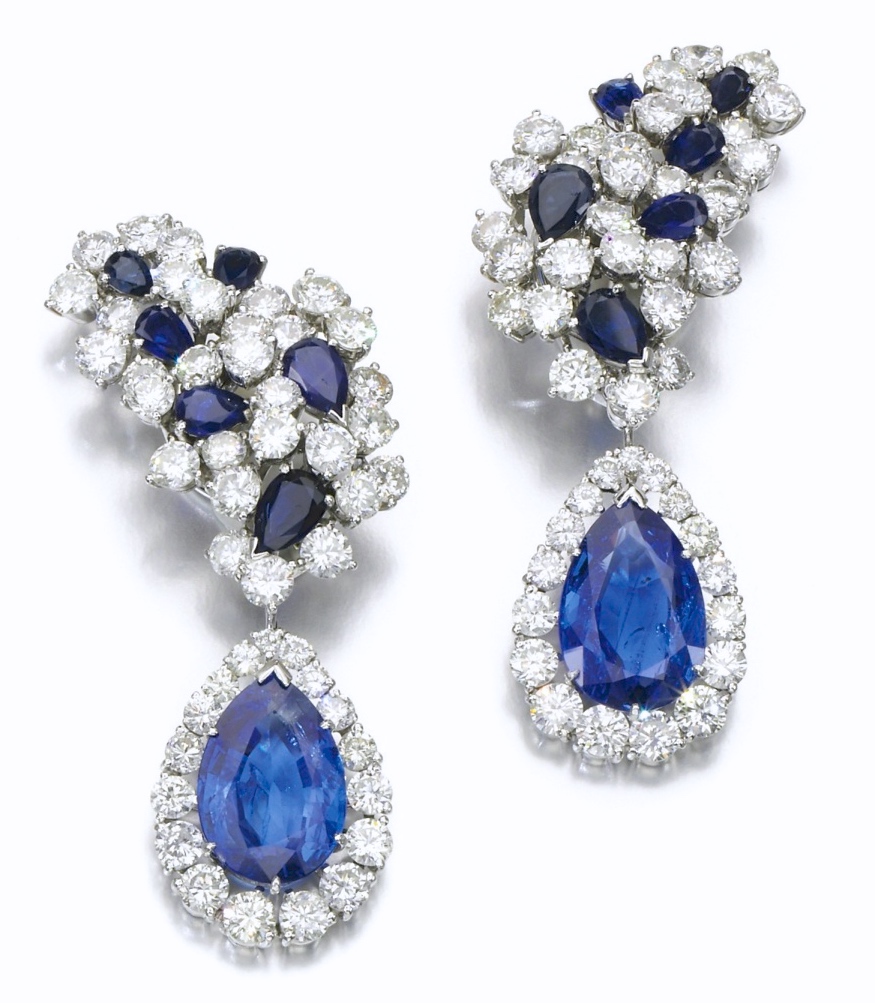Boucles d'Oreilles Chantecler Saphirs, Diamants