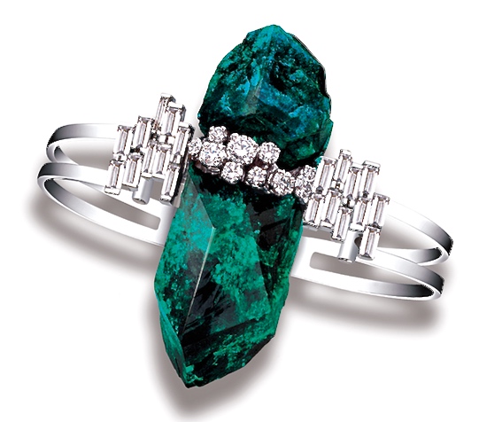 © JEAN VENDOME Dioptase, Diamants, Or.