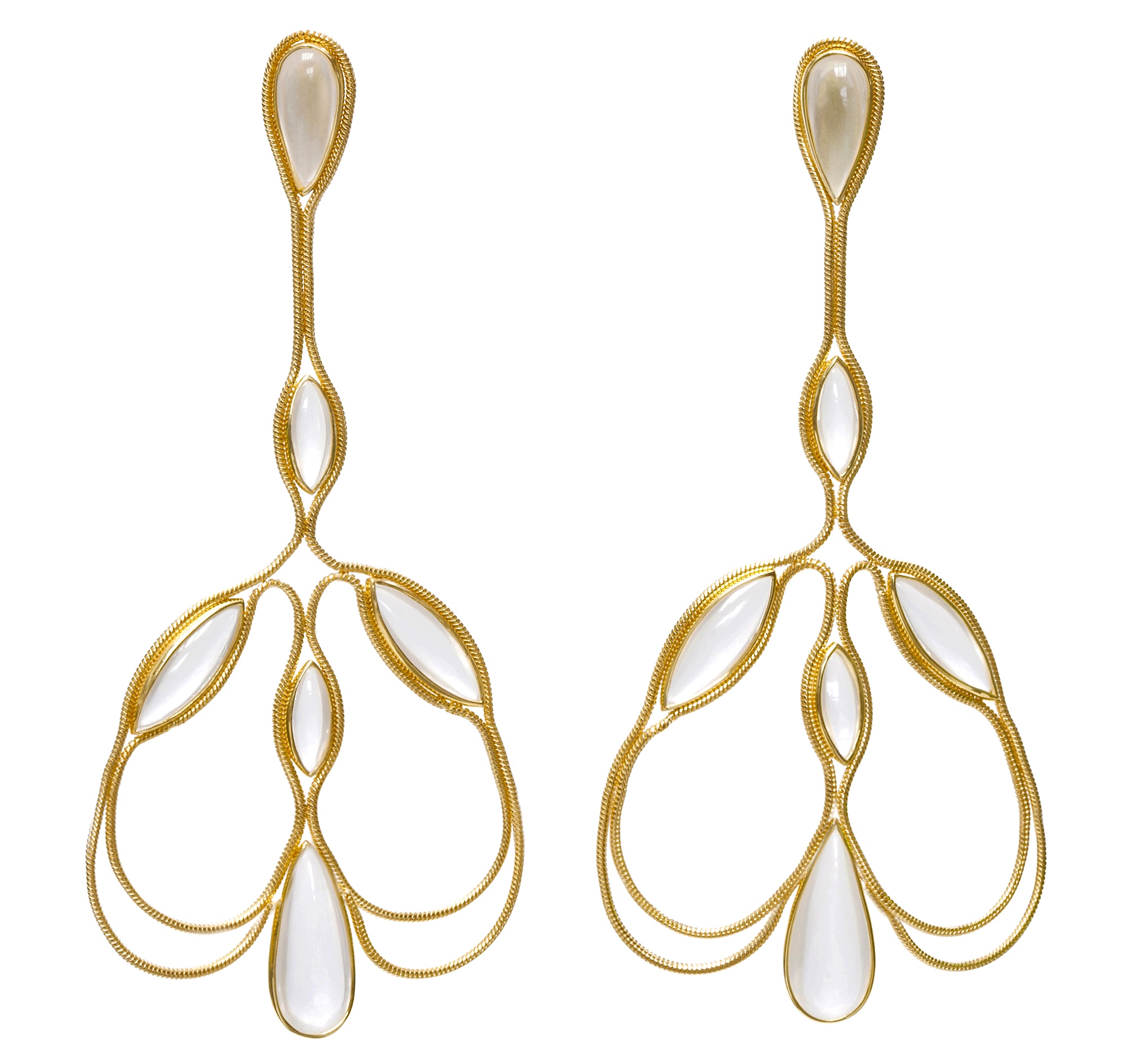 Fernando Jorge Boucles d'Oreilles "Chandelier" Cristal de Roche, Or © LE BON MARCHÉ