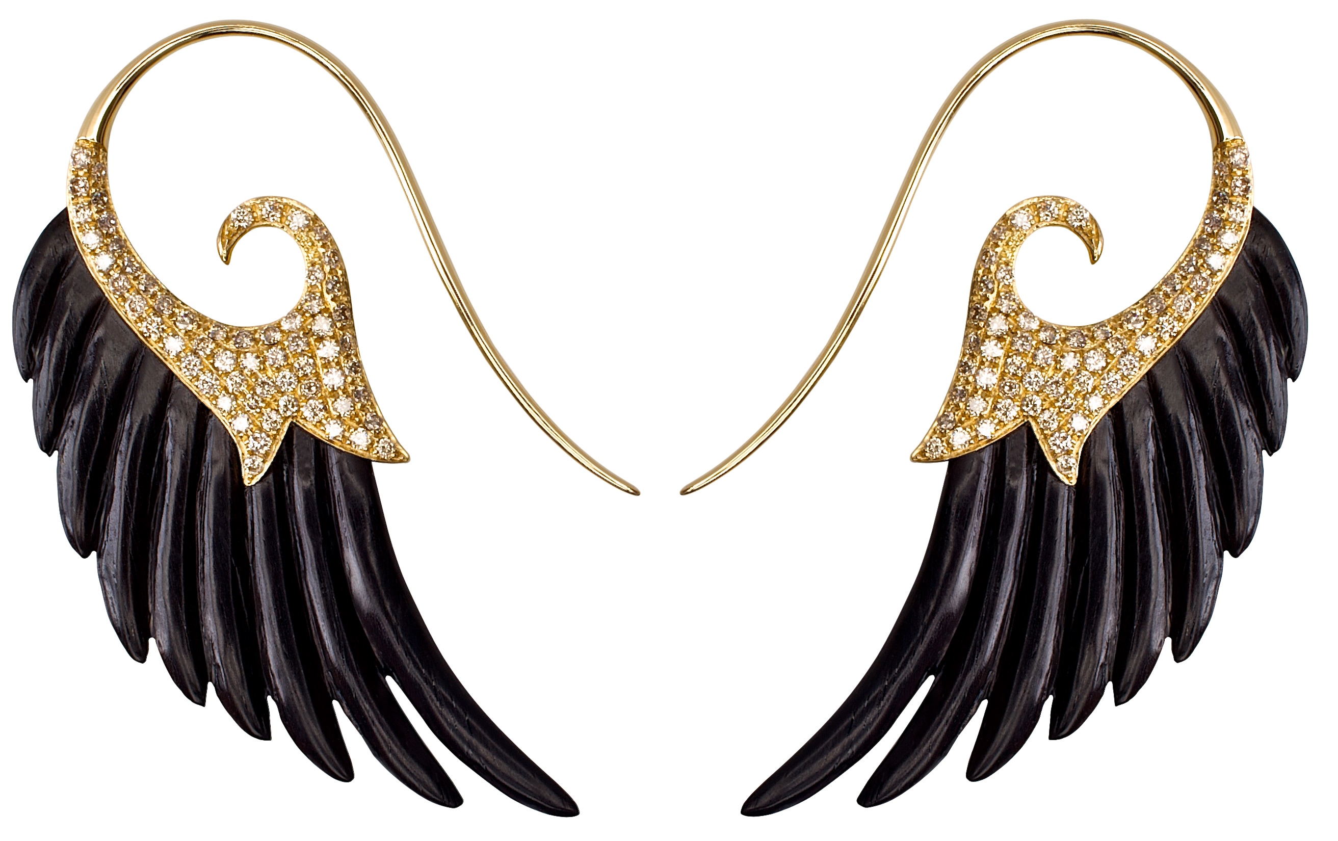 Noor Farès Boucles d'Oreilles "Fly Me To The Moon" Ébène, Diamants, Or © LE BON MARCHÉ