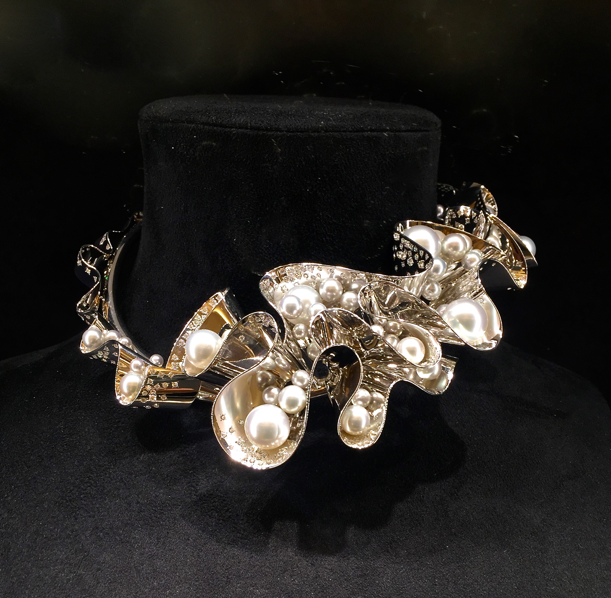 Tasaki Collier Perles Akoya, Diamants, Or