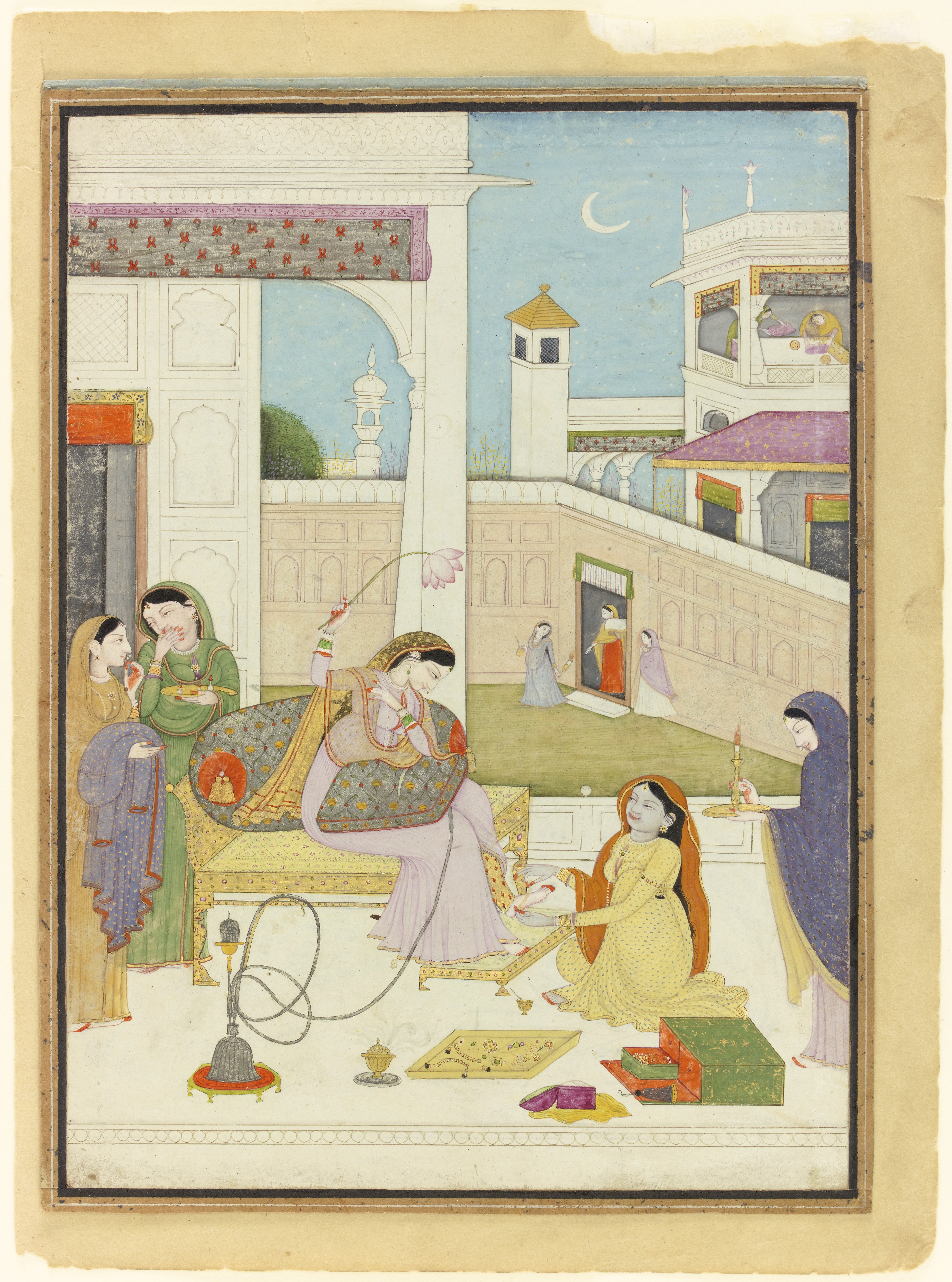 Princesse essayant des bijoux Inde Vers 1800-1810 Gouache et Or sur papier LAD 2012.105 © Louvre Abu Dhabi-APF