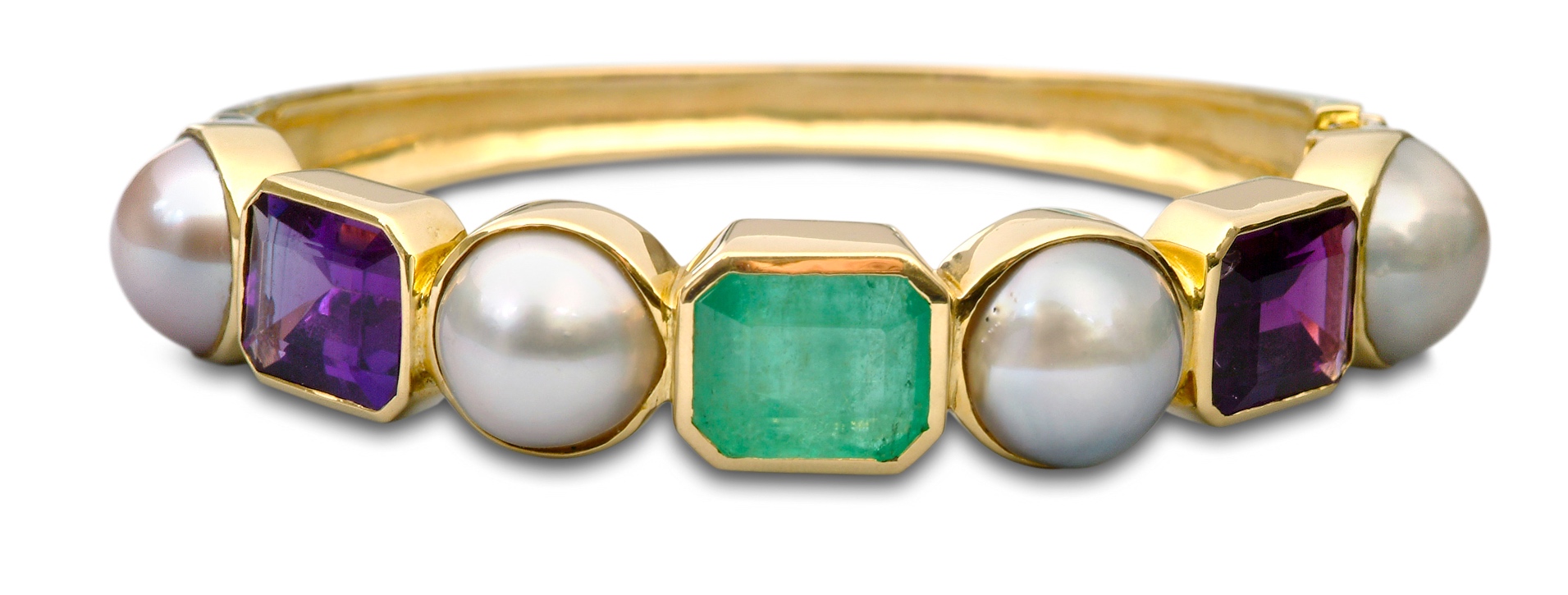 Bracelet "Charlemagne" Or, Perles, Émeraude, Améthystes © Isabelle Langlois