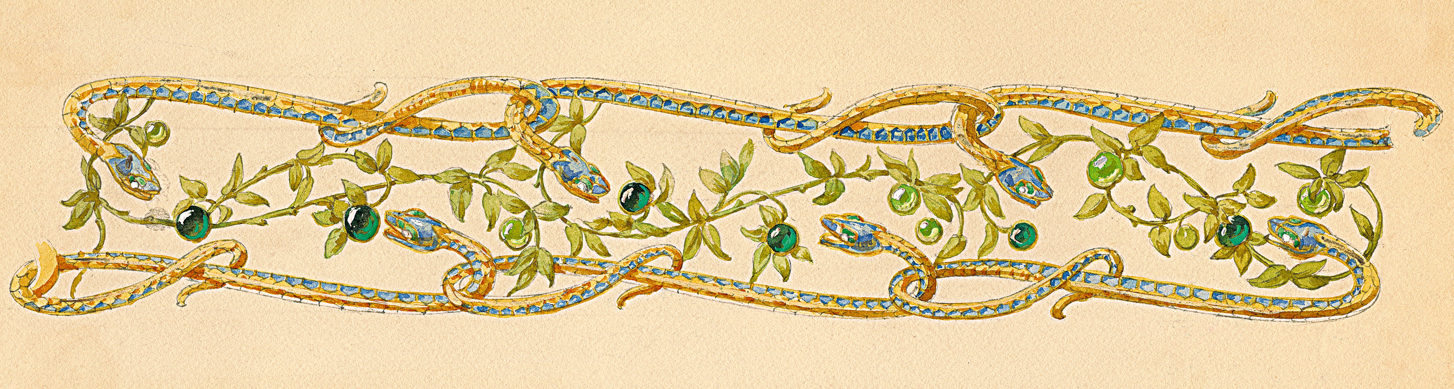 Dessin préparatoire pour un collier serre-cou. 1900 © Chaumet