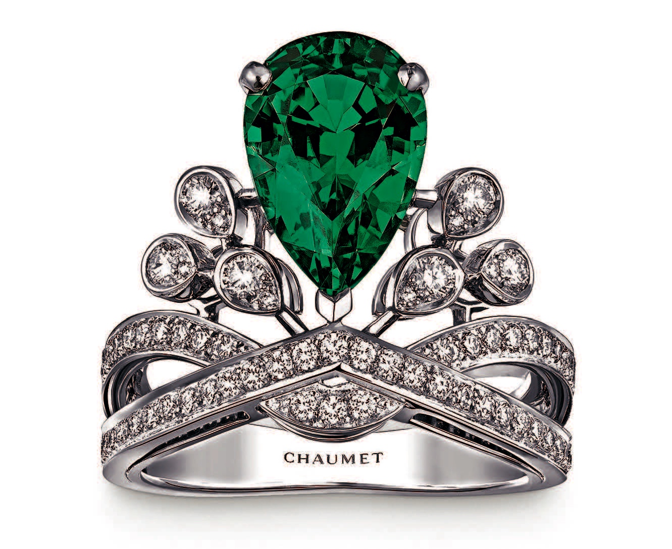 Bgue "Tiare" Émeraude, Diamants, or Blanc © Chaumet