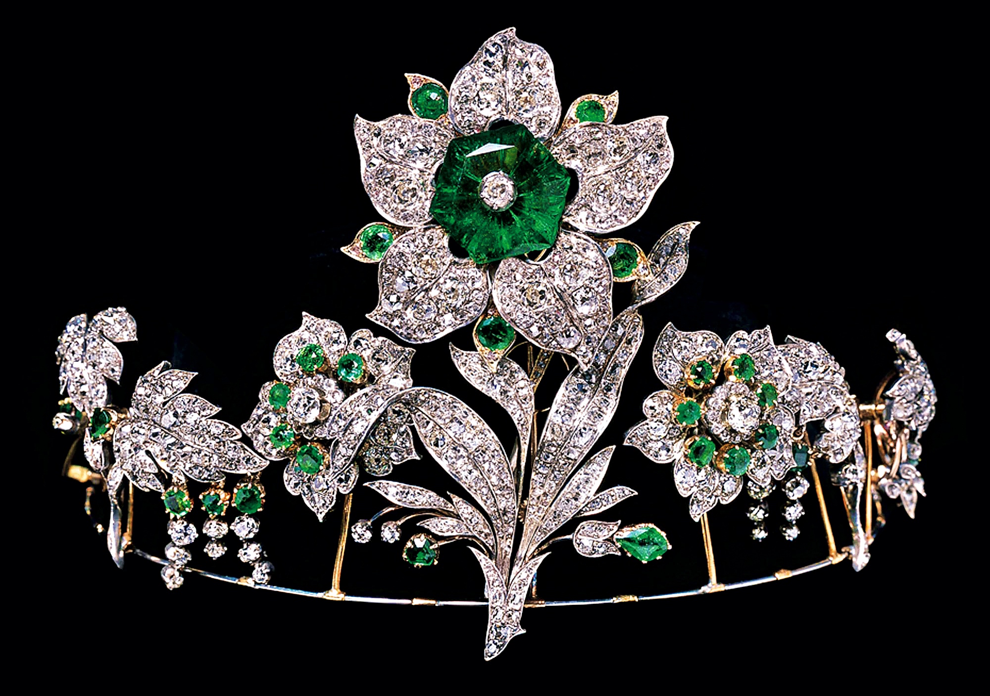 Broche "Lys"/ Diadème Émeraudes, Diamants Vers 1830 © Katarina Faeber