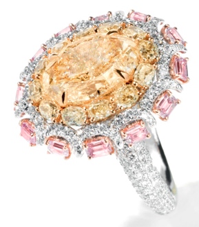 Bague Nirav Modi "En Tremblant" Diamants Roses, Jaunes, Blancs © Nirav Modi