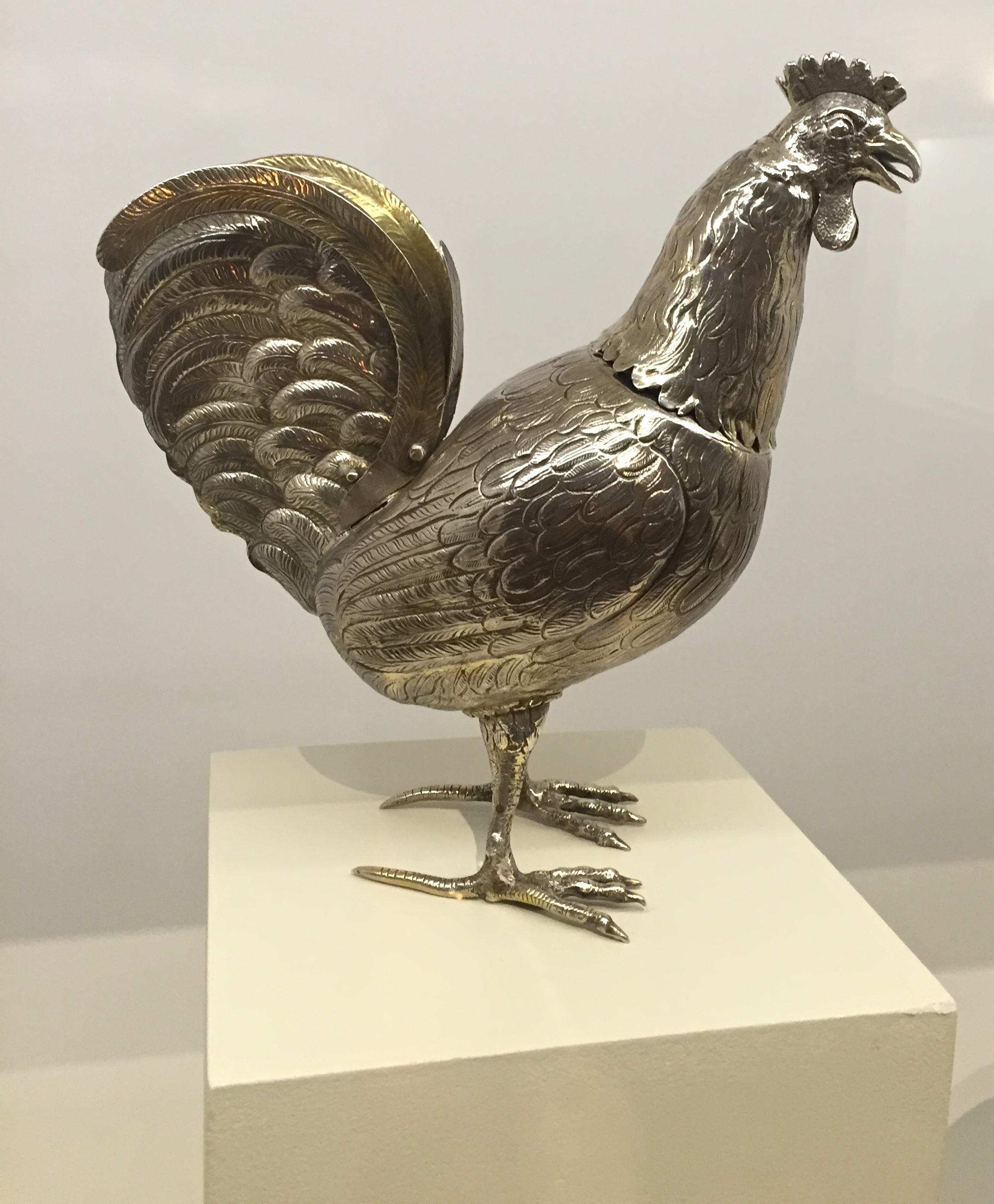 Récipient à boire en forme de Coq Königsberg, Lorentz Hoffmann, 1685 Argent