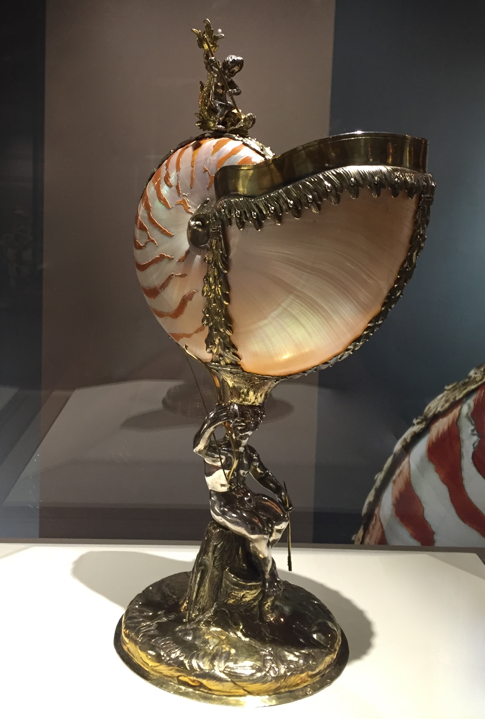 Nautile monté en hanap Berlin, Peter Bohrs Vers 1650 Argent, Vermeil, Coquille de Nautile.