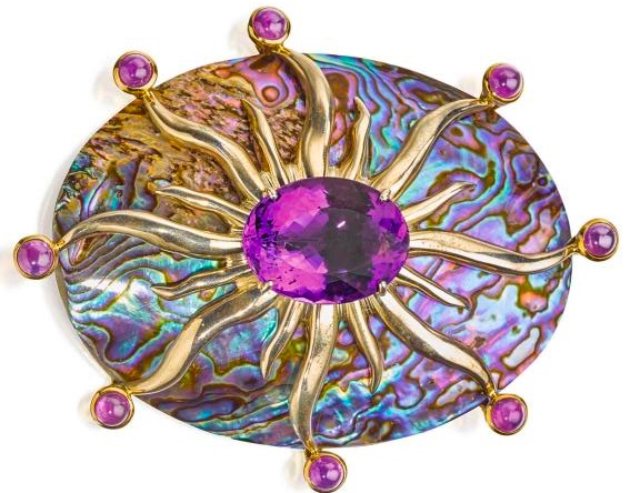 Broche Tony Duquette Améthyste, Ormeaux