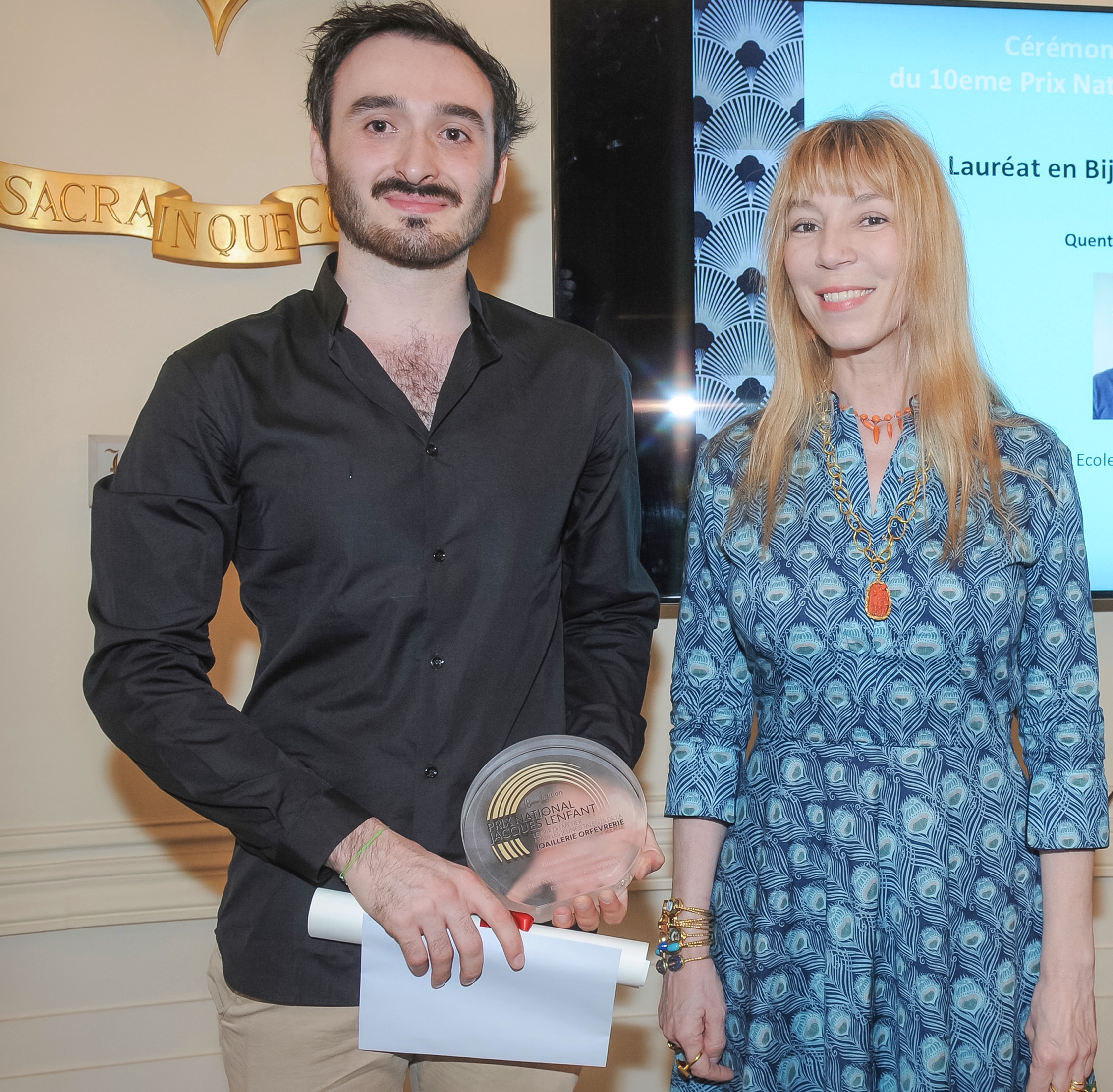 Lauréat 2016 du Prix National Jacques Lenfant, Écoles BJOP, Quentin Mazurd, en présence de la marraine de l'édition 2016 Victoire de Castellane.