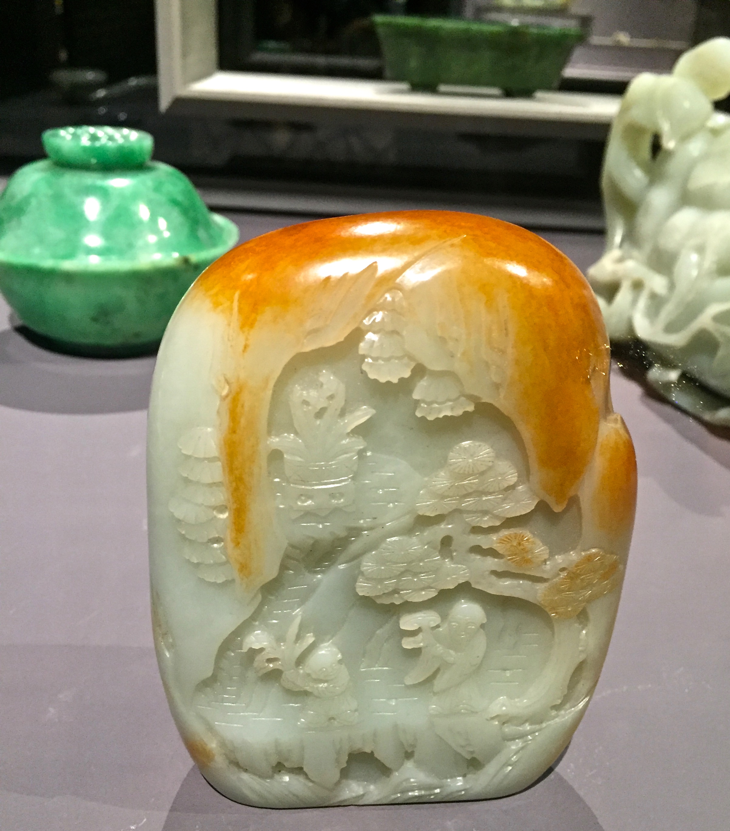 Montagne miniature à décor de personnages, Jade. Chine, Dynastie Qing XVIIIème siècle.