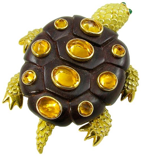 Seaman Schepps Citrines, Emeraudes, Bois de Rose, Or