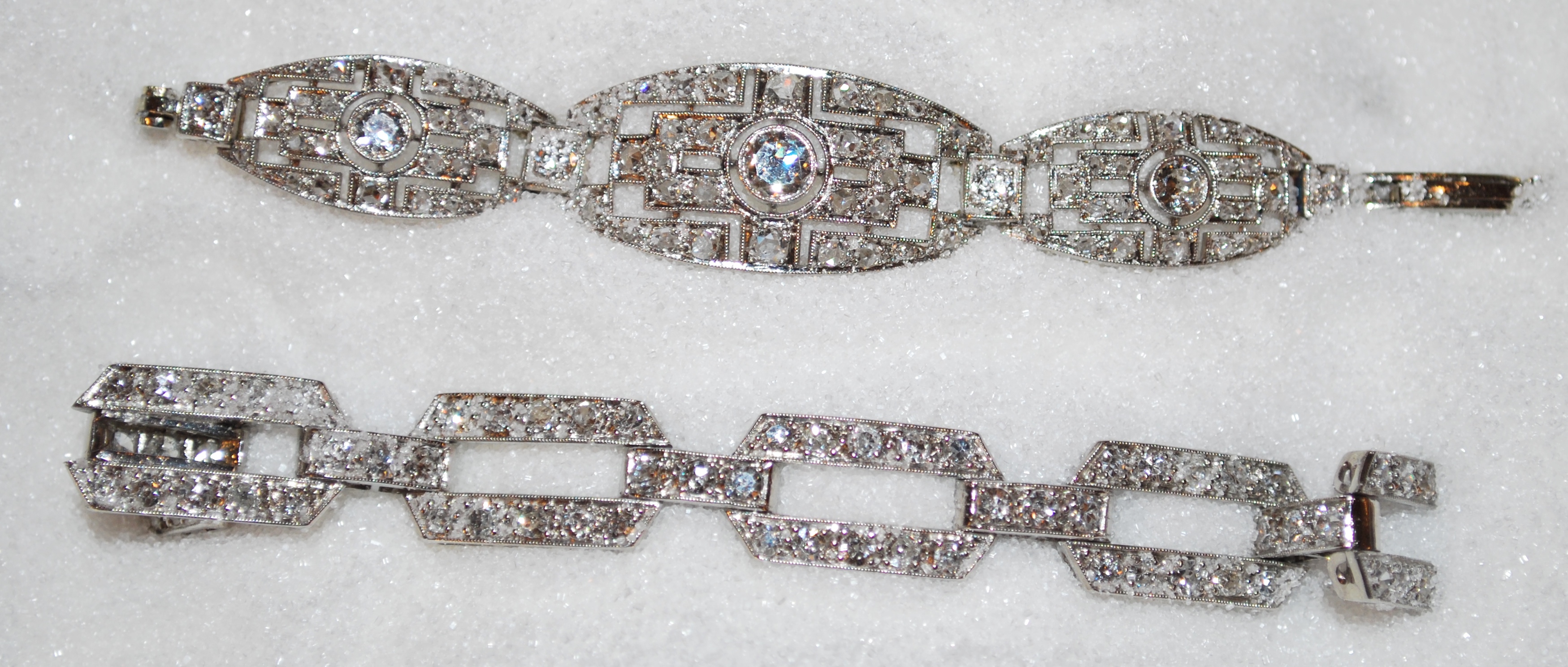 Maison Miller Bracelets Art Déco Diamants, Platine. © Esprit Joaillerie