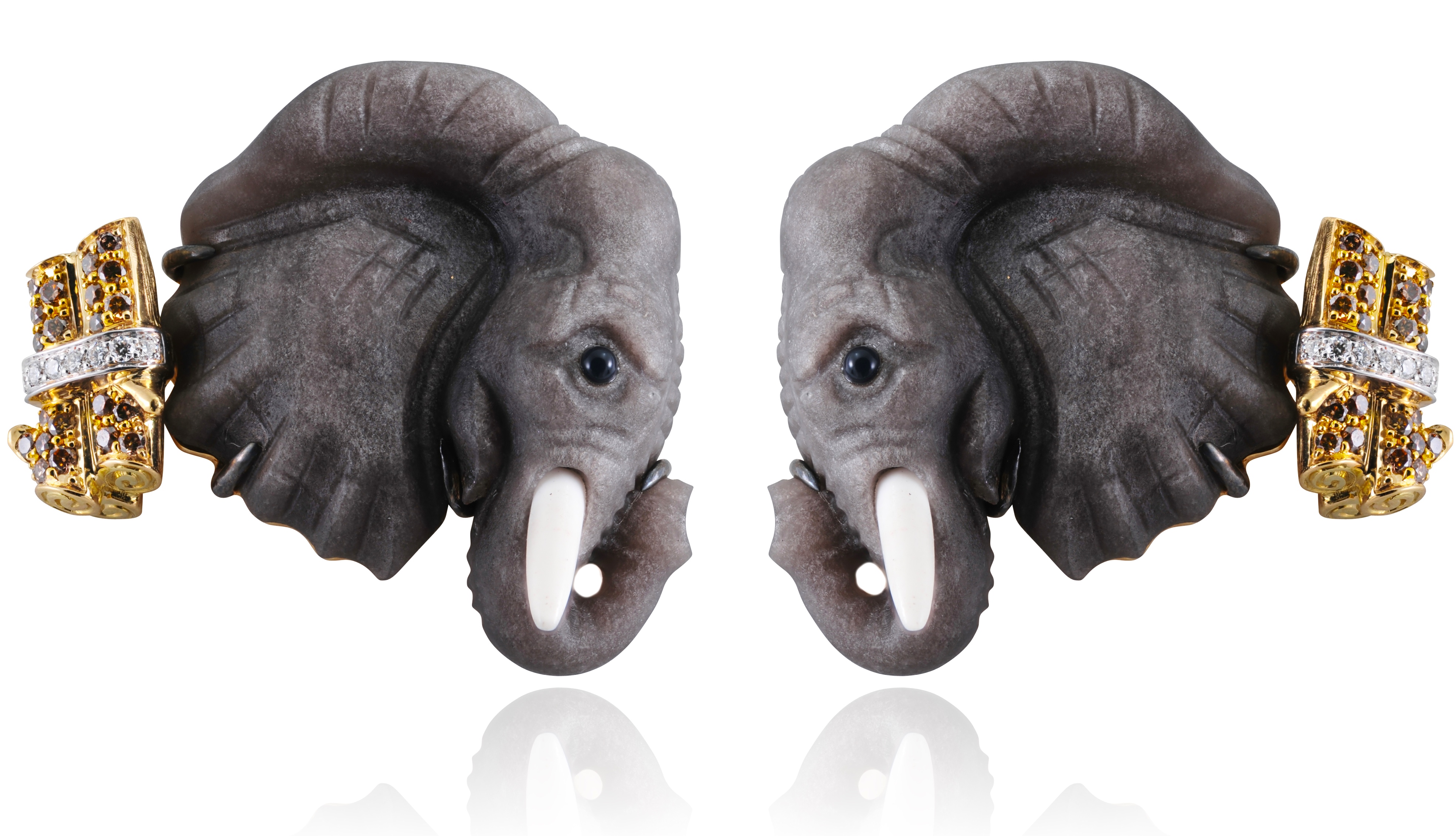 Bestiaire Labradorites, Diamants, Diamants Marrons, Or.